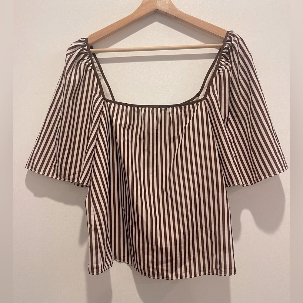 Tuckernuck Brown and White Striped Blouse